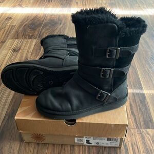 Ugg black leather waterproof boots